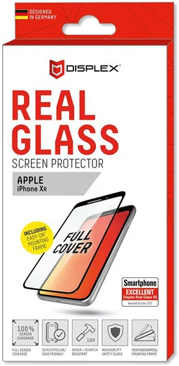 Displex 3D Real Glass + Frame Apple iPhone XR Screen Protector Zwart afbeelding 3