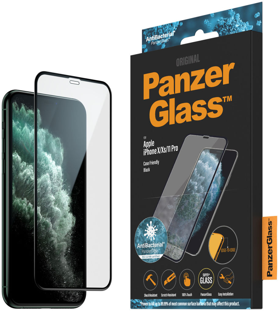 PanzerGlass iPhone 11 Pro / X(S) Screenprotector Case Friendly Zwart afbeelding 1