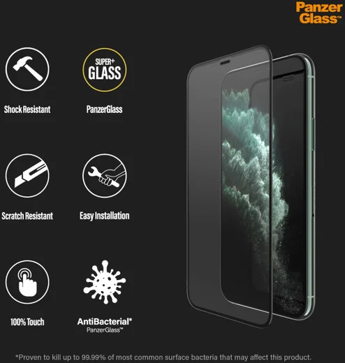 PanzerGlass iPhone 11 Pro / X(S) Screenprotector Case Friendly Zwart afbeelding 7