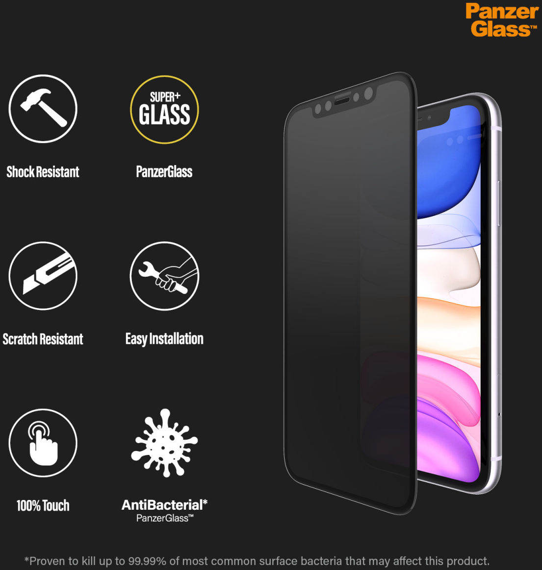 PanzerGlass Apple iPhone 11 Pro / XS CF Privacy Glass Screenprotector afbeelding 11