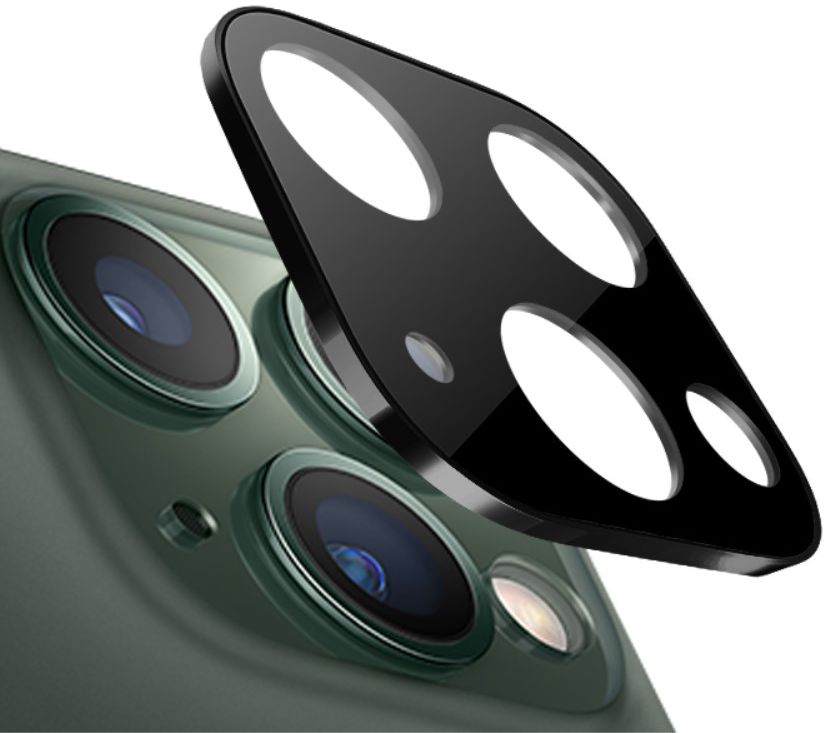 Apple iPhone 11 Pro / Pro Max Camera Lens Metal Ring Protector Zwart afbeelding 1