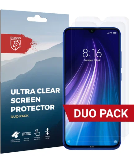 Rosso Xiaomi Redmi Note 8 Pro Ultra Clear Screen Protector Duo Pack afbeelding 1