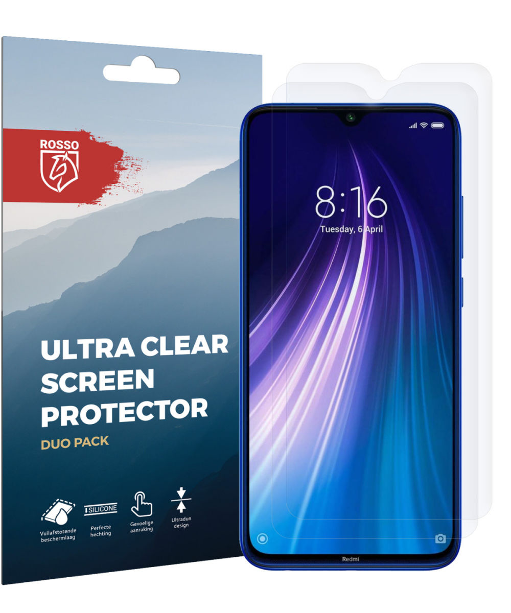Rosso Xiaomi Redmi Note 8 Pro Ultra Clear Screen Protector Duo Pack afbeelding 10