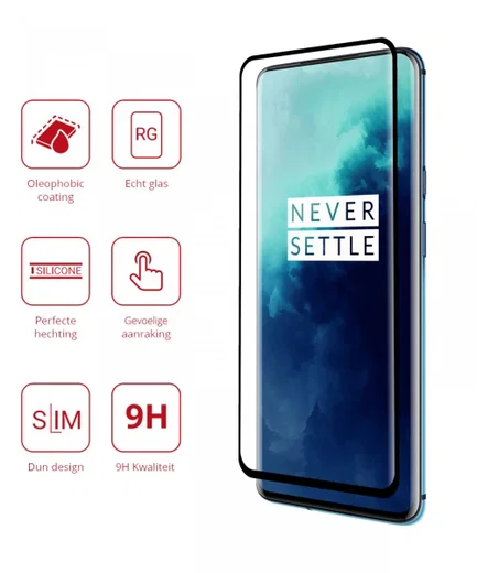 Rosso OnePlus 7T Pro 9H Tempered Glass Screen Protector Zwart afbeelding 2