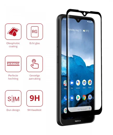 Rosso Nokia 6.2/Nokia 7.2 9H Tempered Glass Screen Protector Zwart afbeelding 2
