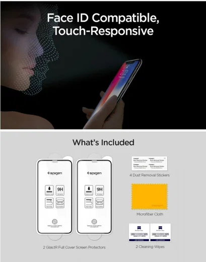 Spigen Apple iPhone 11 Pro Max Tempered Glass Screen Protector 2 Pack afbeelding 7