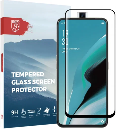 Rosso Oppo Reno2 9H Tempered Glass Screen Protector Zwart afbeelding 1