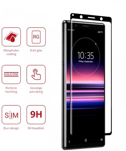 Rosso Sony Xperia 5 9H Tempered Glass Screen Protector Zwart afbeelding 2