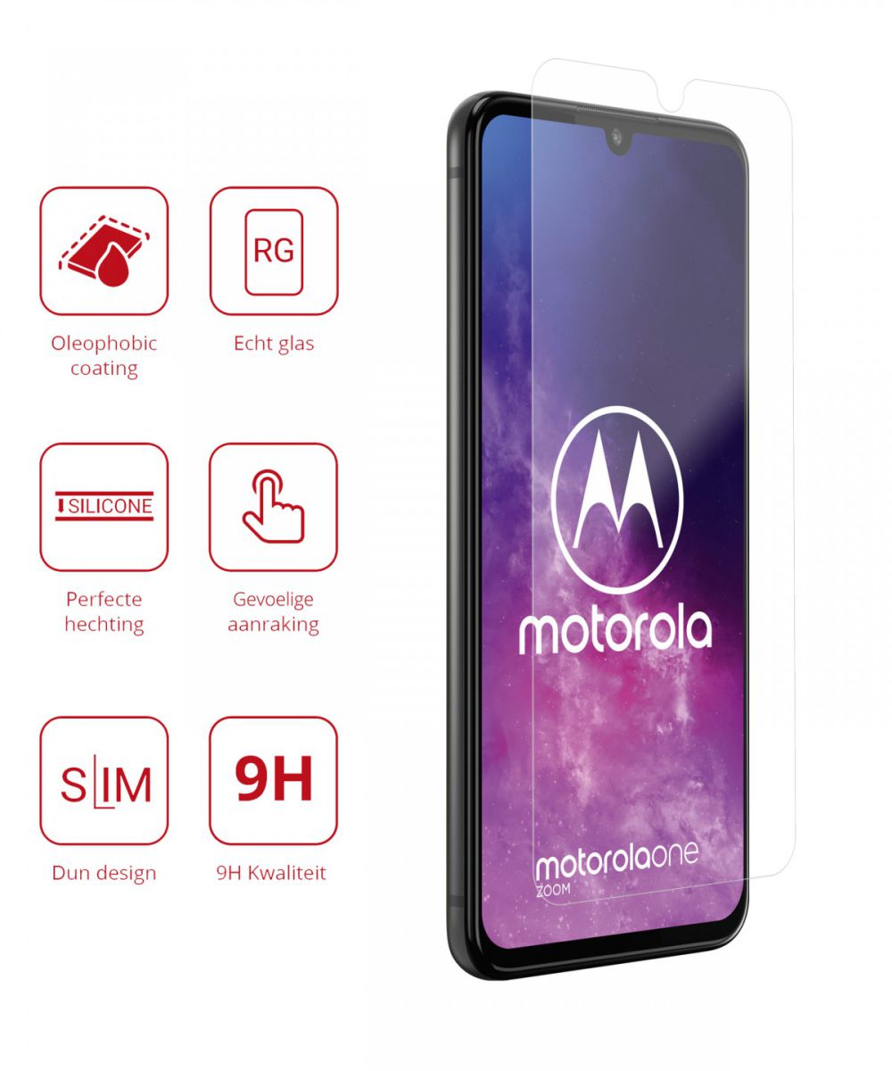 Rosso Motorola One Zoom 9H Tempered Glass Screen Protector Zwart afbeelding 2