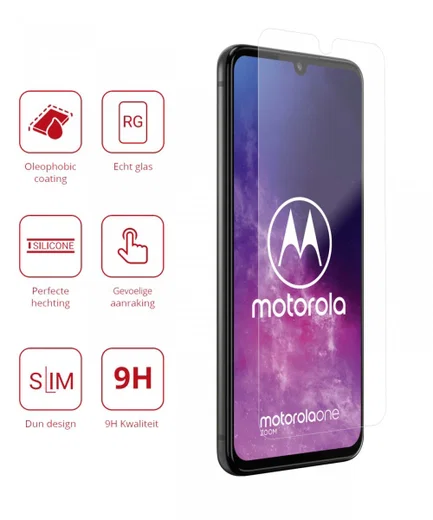 Rosso Motorola One Zoom 9H Tempered Glass Screen Protector Zwart afbeelding 2