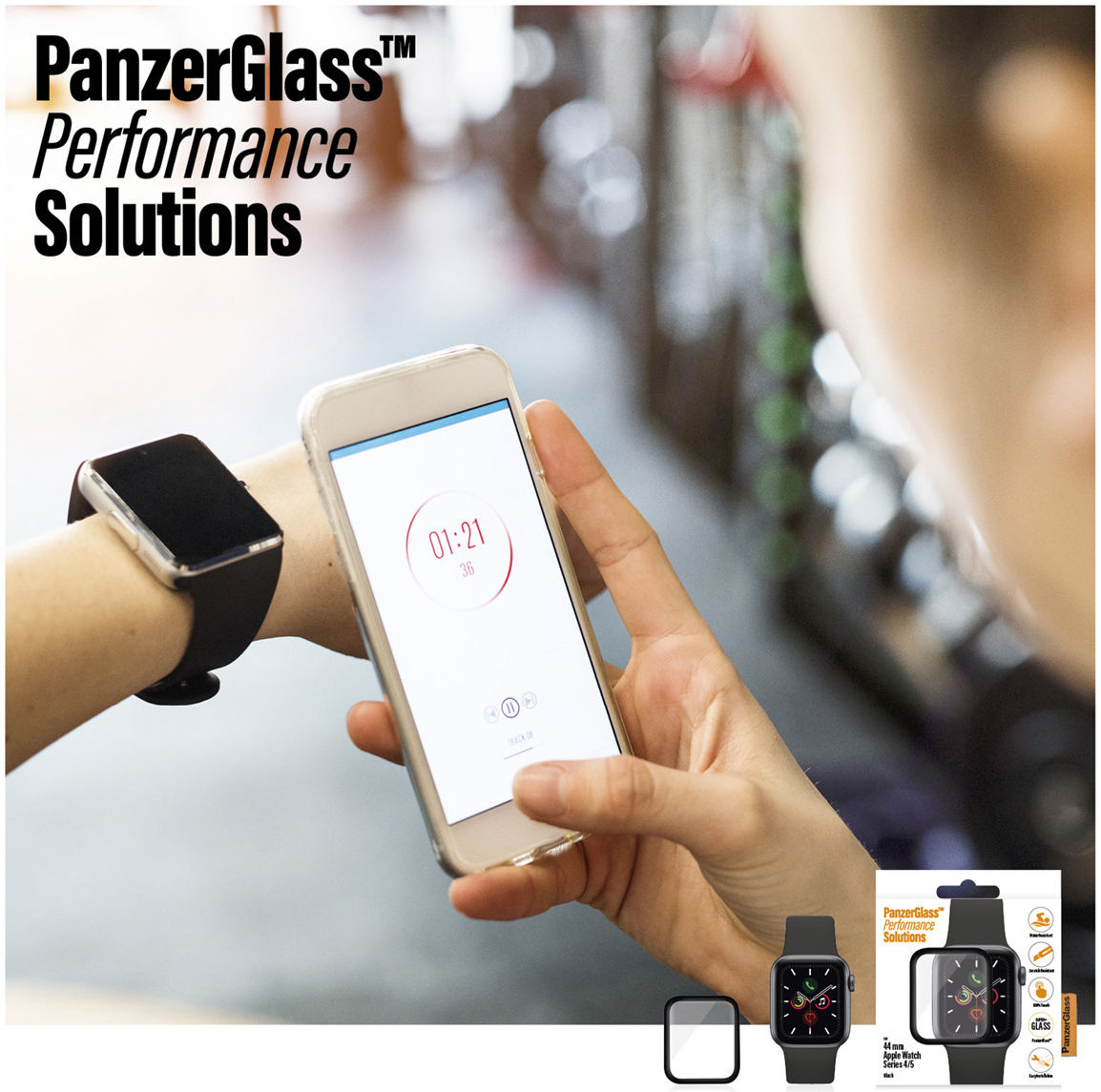 PanzerGlass Apple Watch 4/5/6/SE 44MM Screenprotector Tempered Glass Zwart afbeelding 6