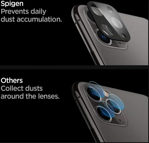 Spigen iPhone 11 Pro (Max) Camera Lens Tempered Glass 2-Pack Zwart afbeelding 3