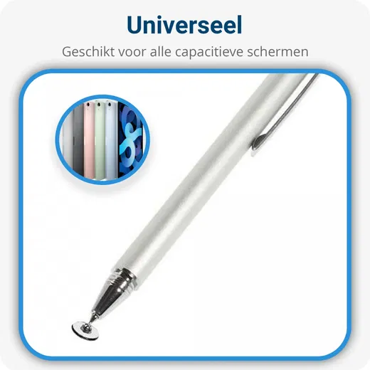 Universele Stylus Pen Met Precision Disc Tip Zilver afbeelding 3