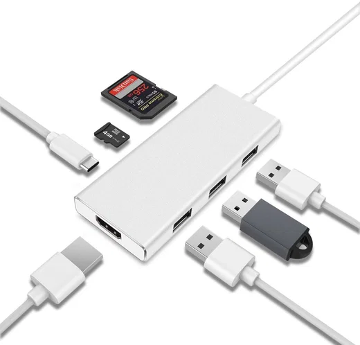 Universele 7-in-1 USB-C Adapter Wit afbeelding 1