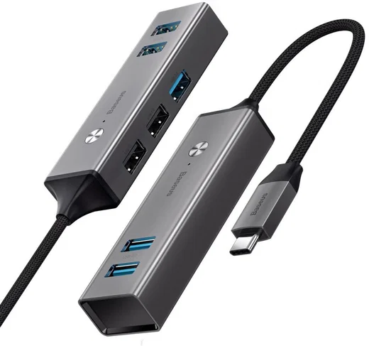 Baseus USB-C naar USB Hub 5 Poorten Grijs afbeelding 1