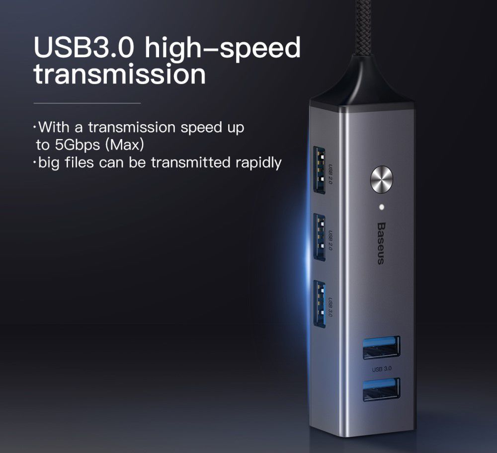 Baseus USB-C naar USB Hub 5 Poorten Grijs afbeelding 4