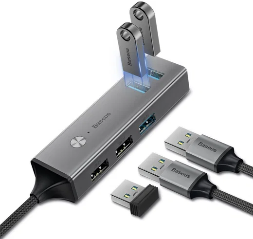 Baseus USB-C naar USB Hub 5 Poorten Grijs afbeelding 7