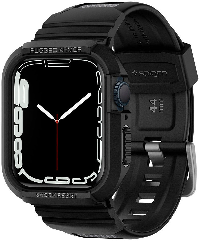 Spigen Rugged Armor Pro - Apple Watch 45MM / 44MM Hoesje en Bandje - Zwart afbeelding 1