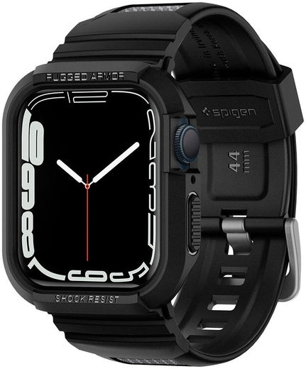 Spigen Rugged Armor Pro - Apple Watch 45MM / 44MM Hoesje en Bandje - Zwart afbeelding 1