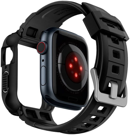 Spigen Rugged Armor Pro - Apple Watch 45MM / 44MM Hoesje en Bandje - Zwart afbeelding 4