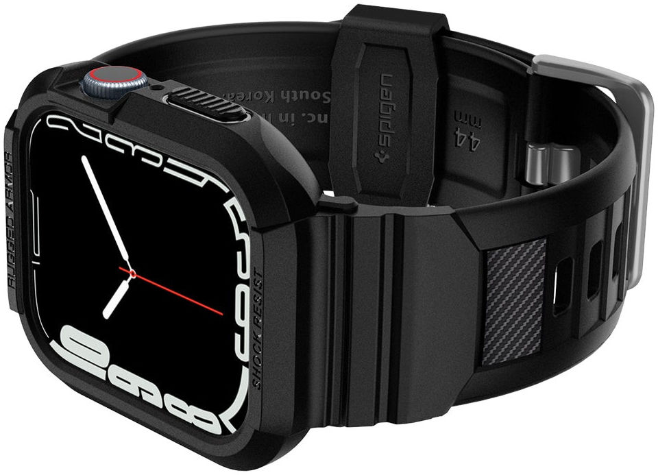 Spigen Rugged Armor Pro - Apple Watch 45MM / 44MM Hoesje en Bandje - Zwart afbeelding 6