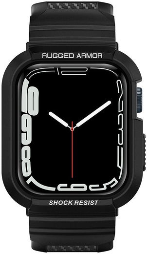 Spigen Rugged Armor Pro - Apple Watch 45MM / 44MM Hoesje en Bandje - Zwart afbeelding 7