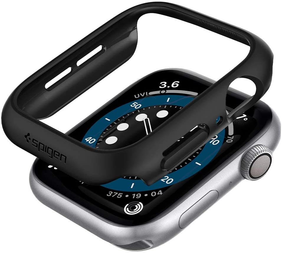Spigen Thin Fit - Apple Watch 44MM Hoesje - Hard Plastic Bumper - Zwart afbeelding 2