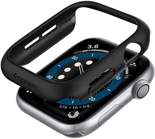 Spigen Thin Fit - Apple Watch 44MM Hoesje - Hard Plastic Bumper - Zwart afbeelding 2