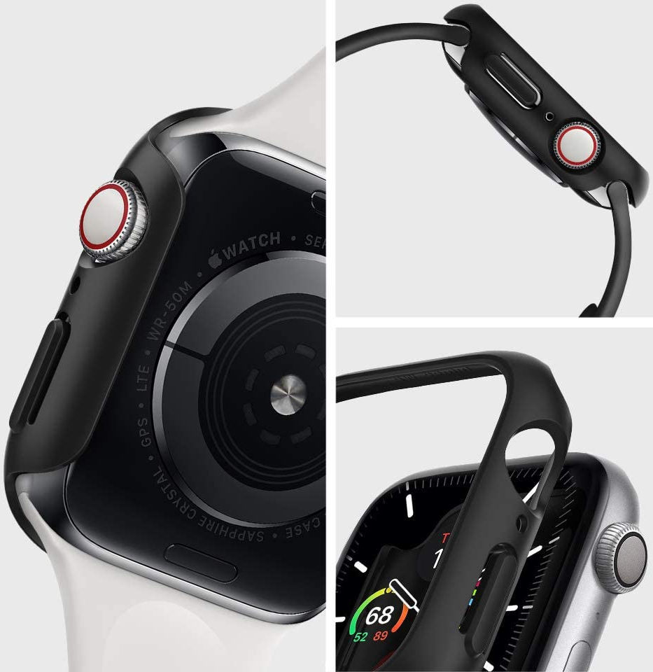 Spigen Thin Fit - Apple Watch 44MM Hoesje - Hard Plastic Bumper - Zwart afbeelding 4
