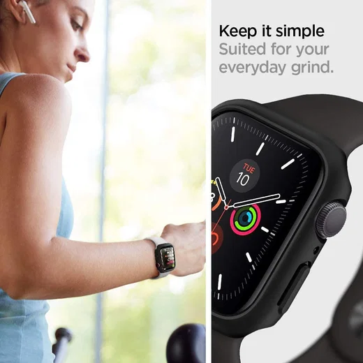 Spigen Thin Fit - Apple Watch 44MM Hoesje - Hard Plastic Bumper - Zwart afbeelding 6