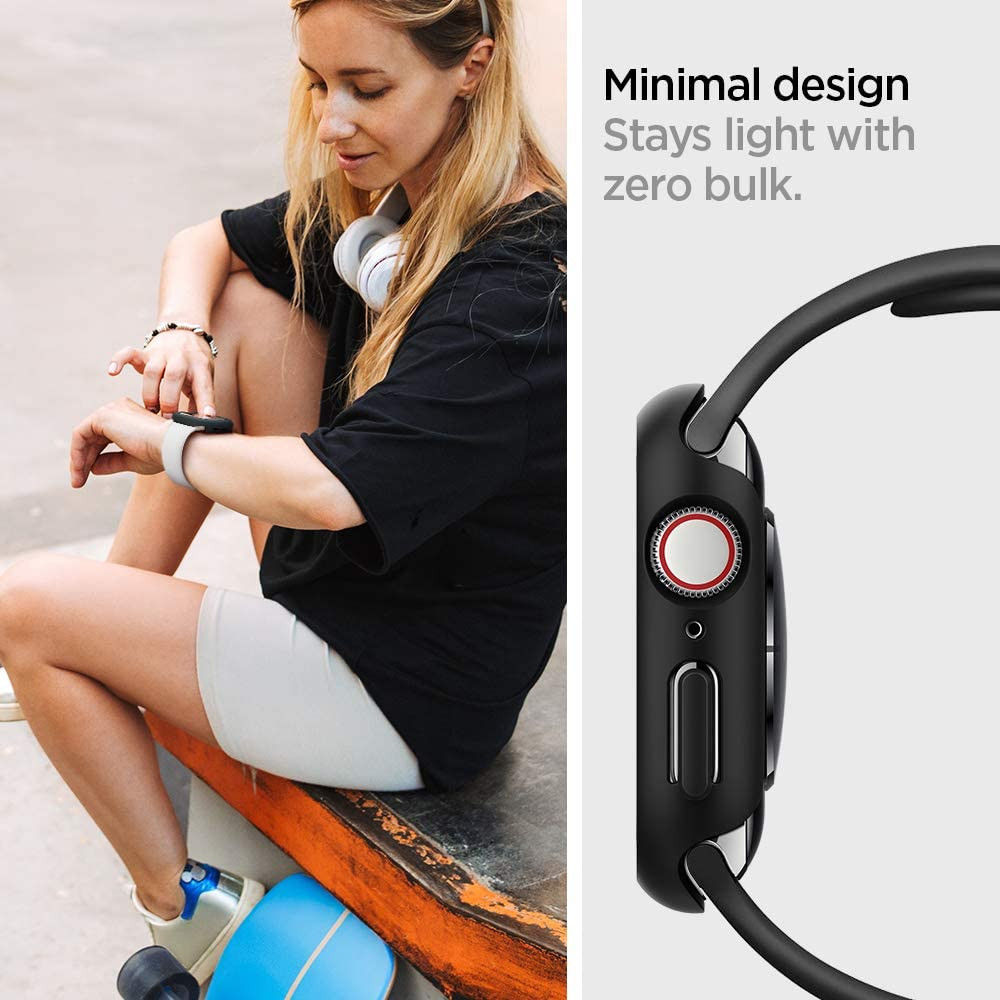 Spigen Thin Fit - Apple Watch 44MM Hoesje - Hard Plastic Bumper - Zwart afbeelding 7