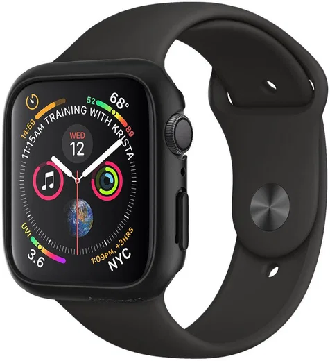 Spigen Thin Fit - Apple Watch 44MM Hoesje - Hard Plastic Bumper - Zwart afbeelding 1