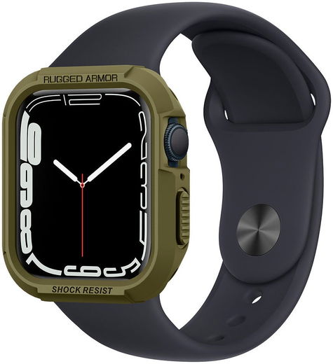 Spigen Rugged Armor Apple Watch 45MM / 44MM Hoesje Full Protect Groen afbeelding 1