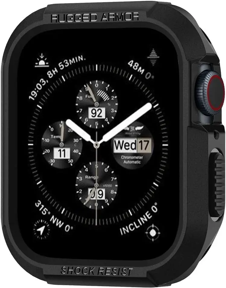 Spigen Rugged Armor - Apple Watch 45MM / 44MM Hoesje - Full Protect - Zwart afbeelding 1