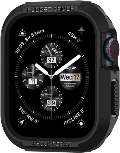 Spigen Rugged Armor - Apple Watch 45MM / 44MM Hoesje - Full Protect - Zwart afbeelding 1