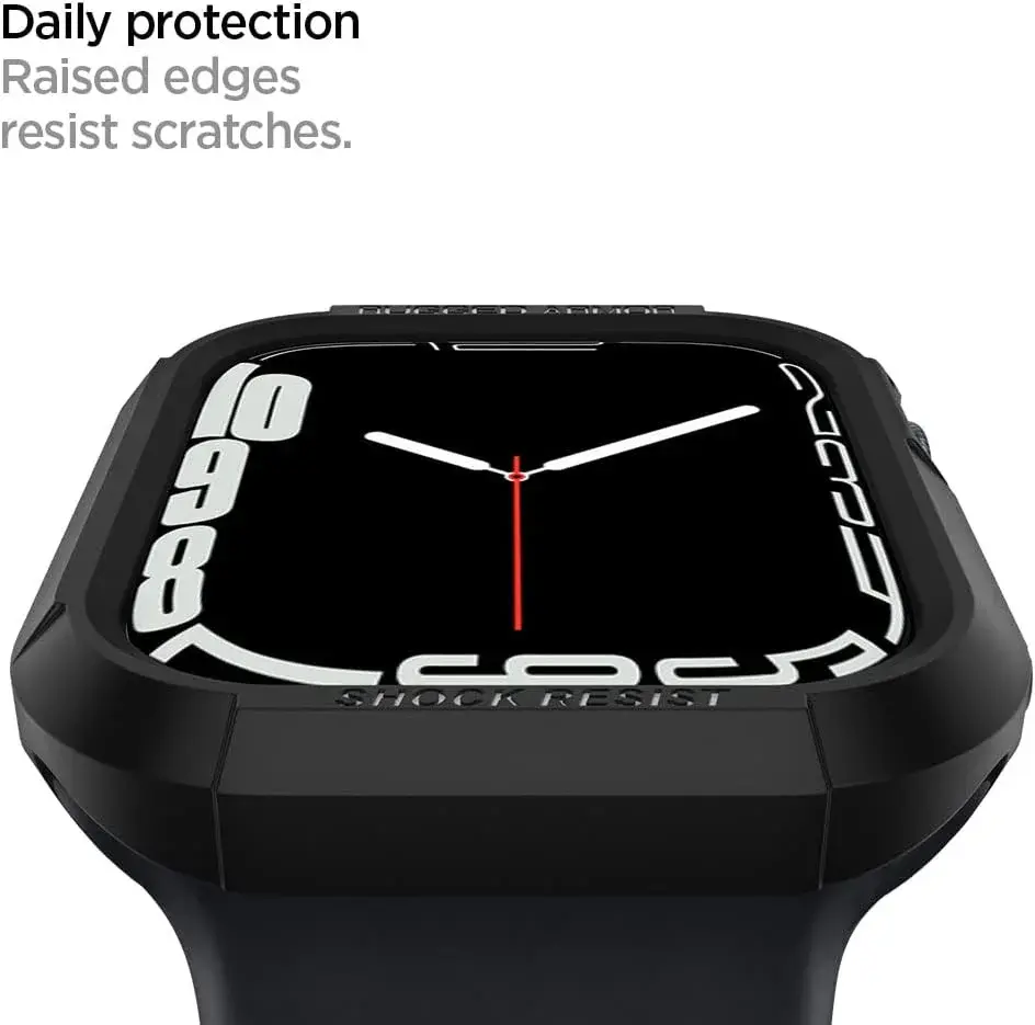Spigen Rugged Armor - Apple Watch 45MM / 44MM Hoesje - Full Protect - Zwart afbeelding 4