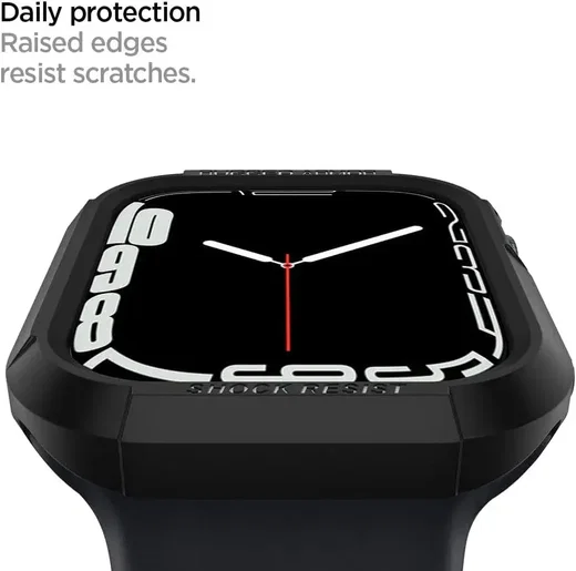 Spigen Rugged Armor - Apple Watch 45MM / 44MM Hoesje - Full Protect - Zwart afbeelding 4