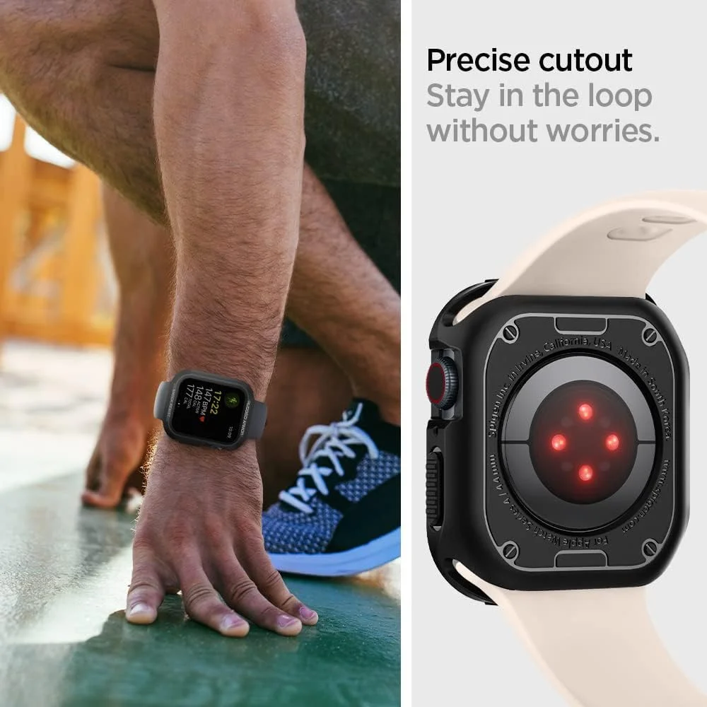Spigen Rugged Armor - Apple Watch 45MM / 44MM Hoesje - Full Protect - Zwart afbeelding 5