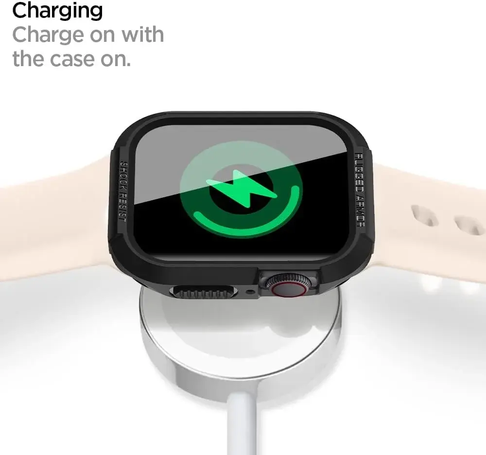 Spigen Rugged Armor - Apple Watch 45MM / 44MM Hoesje - Full Protect - Zwart afbeelding 6