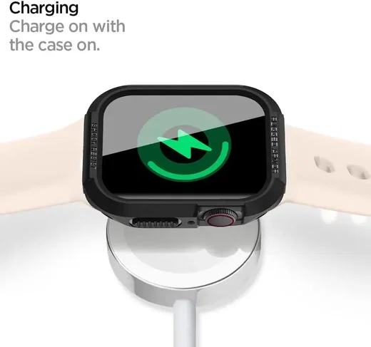 Spigen Rugged Armor - Apple Watch 45MM / 44MM Hoesje - Full Protect - Zwart afbeelding 6