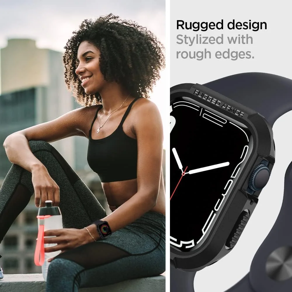 Spigen Rugged Armor - Apple Watch 45MM / 44MM Hoesje - Full Protect - Zwart afbeelding 7