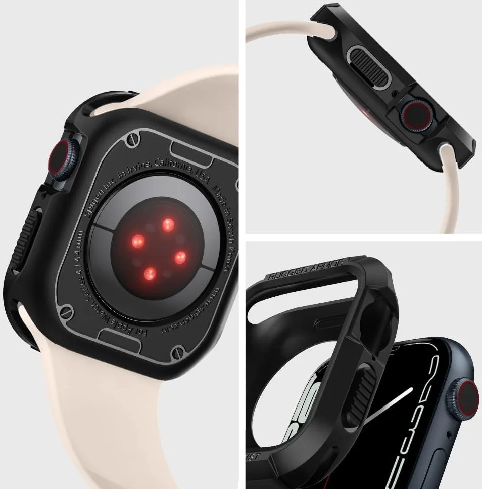 Spigen Rugged Armor - Apple Watch 45MM / 44MM Hoesje - Full Protect - Zwart afbeelding 8