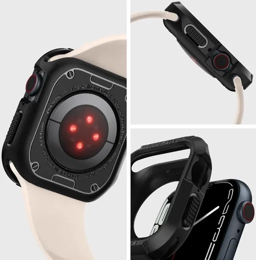 Spigen Rugged Armor - Apple Watch 45MM / 44MM Hoesje - Full Protect - Zwart afbeelding 8