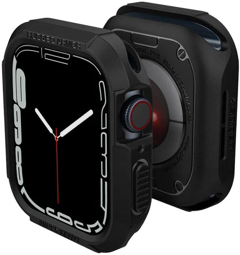 Spigen Rugged Armor - Apple Watch 45MM / 44MM Hoesje - Full Protect - Zwart afbeelding 9