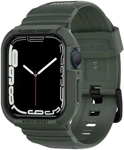 Spigen Rugged Armor Pro - Apple Watch 45MM / 44MM Hoesje en Bandje - Groen afbeelding 1
