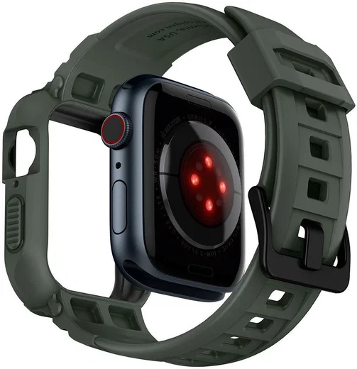 Spigen Rugged Armor Pro - Apple Watch 45MM / 44MM Hoesje en Bandje - Groen afbeelding 4