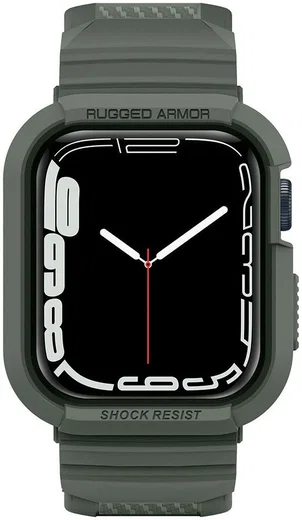 Spigen Rugged Armor Pro - Apple Watch 45MM / 44MM Hoesje en Bandje - Groen afbeelding 7