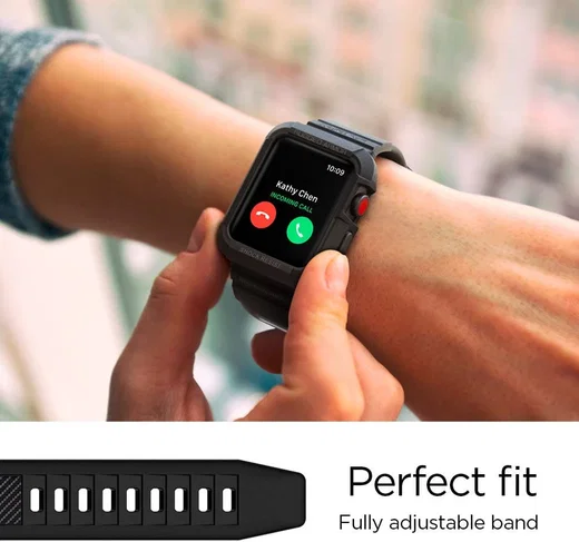 Spigen Rugged Armor Pro Apple Watch 42MM Hoesje en Bandje Zwart afbeelding 7
