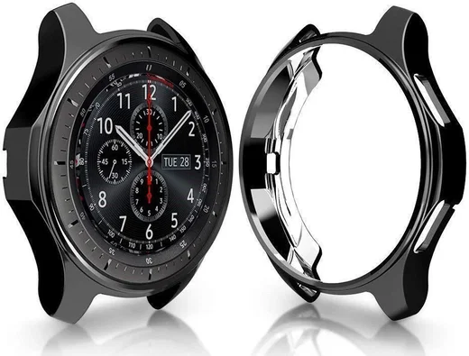 Samsung Galaxy Watch 46MM / Gear S3 Hoesje Flexibel TPU Bumper Zwart afbeelding 5