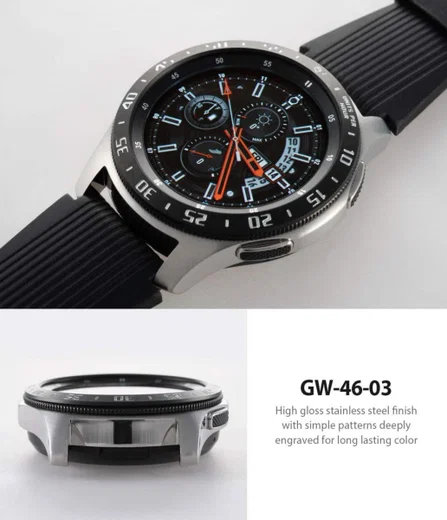 Ringke Bezel Styling Galaxy Watch 46MM Randbeschermer RVS Zwart afbeelding 4